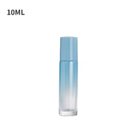 Flacon roll-on en verre dégradé de 10 ml, rechargeable, pour huiles essentielles, flacon à bille, contenant cosmétique rond avec bouchon