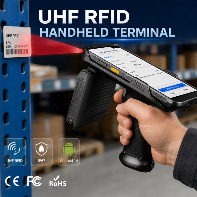Rugged Android 14 UHF RFID PDAs 14+64G MC51 6 Inch 2D Barcode Scanner IP67 NFC Handheld Terminal