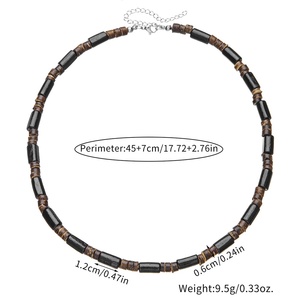 Kalung Rantai Manik-manik Kayu Bohemian <span class=keywords><strong>Retro</strong></span> Pria Perhiasan Sederhana Mode Musim Panas Pesta Pantai Aksesoris Hadiah - Product Image 2
