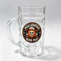 Gobelet à bière Halloween 500 ml en PS, design classique ondulé, avec poignée, logo personnalisé, pour festival de la bière