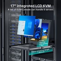 MT-Viki 17'' Rack Mount KVM Switch VGA 8 Port, KVM Monitor Rakitan Rak yang Cocok untuk Rak 1U 19'', Kedalaman 600-800mm (23.6~31.8'')