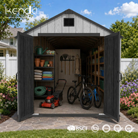 Abri de jardin Kenda APEX 8x10, abri de rangement extérieur avec porte verrouillable résistante aux intempéries pour outils de jardin et maison de jardin