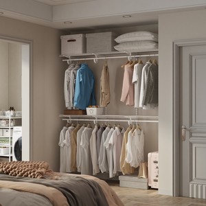 Petites étagères en fil métallique pour garde-manger, armoire ouverte avec tiroirs, armoire blanche - Product Image 3