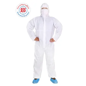 Breathable Protective Coverall Sms Smms White Blue Yellow Safety Workwear Non Woven Type 5 6 Disposable Coverall