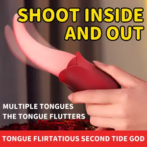 Hot Selling Realistic Tongue Licking Rose Vibrators Sex Toys For Adult Women With G Spot Clitoris Stimulator Nipple Massager