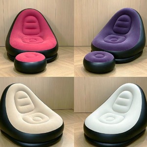Neuer Aufblasbarer Moderner Minimalistischer Loungesessel für Innen/Außen, Einzelsitz-Sofa mit Flockbeschichtung, Faltbarer Hocker, Kugelförmige Bank - Product Image 2