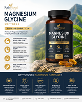 Rainwood Marque Privée Gélules de Glycinate de Magnésium pour le Sommeil, la Relaxation et le Soutien Musculaire – Complément Alimentaire
