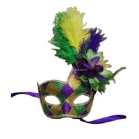 Masque de visage pour le Mardi Gras, masque pour les yeux avec paillettes et plumes d'autruche sur les côtés