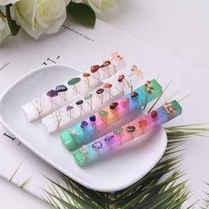 Natural Spiritual Healing Feng Shui 7 <strong>Chakra</strong> Beads Carved <strong>Engraved</strong> Wire Wrapped Raw <strong>Stone</strong> Selenite Stick Wand for Meditation - Product Image 2