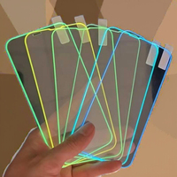 Protection d'écran en verre trempé avec bord en silicone fluorescent 21D 9D 3D pour iPhone 11 12 13 14 15 16 17 Pro X XR XS Max 6 7 8 XR