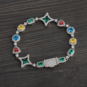 Color Large Zircon Mixed and Matched <b>Bracelet</b> Box Buckle <b>Copper</b> Inlaid Zircon Stacked <b>Bracelet</b> Tennis Chain Women Tanjing - Product Image 2