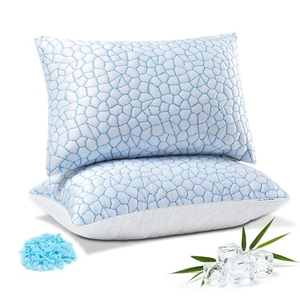 Oreillers rafraîchissants ajustables OEM pour dormir, en tissu glacé soyeux infusé de gel, avec mousse à mémoire de forme 100 % vierge déchiquetée - Product Image 5