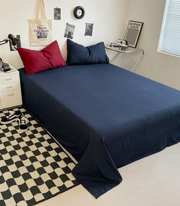 Ensemble de literie 4 pièces en coton lavé haute densité, couleur unie, doux, respirant, durable, pour toutes les saisons, pour la maison et l'hôtel - Product Image 4
