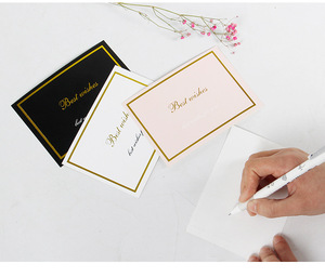 Biglietto di ringraziamento personalizzato, biglietto da visita di lusso nero goffrato, biglietto di auguri con stampa digitale e stampa a caldo in lamina d'oro su cartoncino - Product Image 3