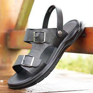 Sandalias de Verano para Hombre, Punta Abierta, Suela de PU, Casuales, para Exteriores, Sin Cordones, Negras, Talla 42 - Product Image 1