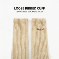 Chaussettes décontractées en tricot épais personnalisées, en coton premium, non-constrictrices, à revers ample et empilé. Idéales pour le quotidien.