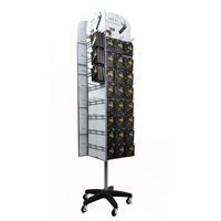 Centroyal Présentoir Métallique pour Extensions de Cheveux - Support de Sol Fixe/Amovible avec Crochets Suspendus, Panneau Perforé Rotatif Personnalisable