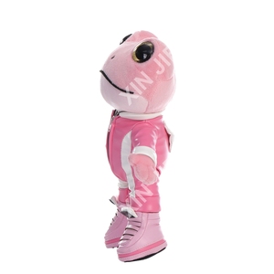 Peluche a Forma di Rana con Tuta da Moto Personalizzata, Giocattolo Morbido in Pelle PU con Occhi Grandi e Abito <span class=keywords><strong>Rosa</strong></span> - Product Image 2