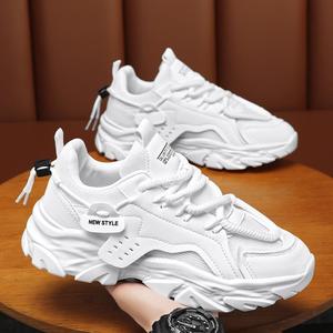 Sneakers tendance à semelle épaisse en PU, chaussures décontractées pour hommes, mode niche, chaussures d'été blanches - Product Image 5