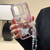 Casing HP Mewah Motif Kupu-kupu Baru dengan Gelang untuk iPhone 18 Pro Max 17 16 15 14, Pelindung Anti Benturan