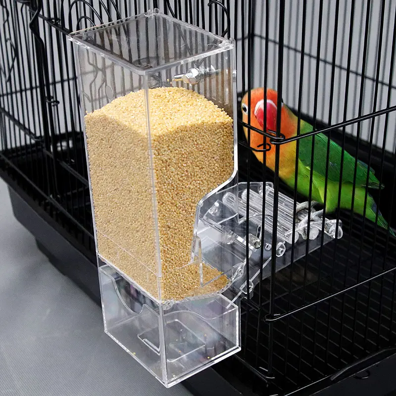 鳥の餌箱カップでオウムが餌をやるペットケージ