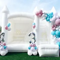 White Inflatable Wedding Bounce House with Roof