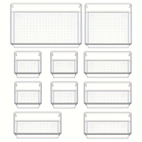 Boîte à bijoux rectangulaire pliable polyvalente de style américain, durable, avec plateaux et séparateurs en plastique transparent, 4 tailles pour le rangement des bijoux