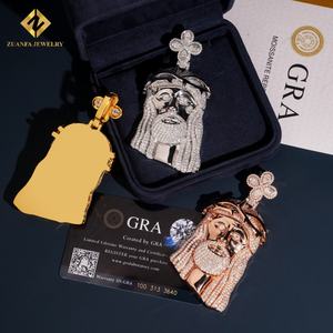 Colgante de Moissanita de Moda, Colgante de Jesús, Plata de Ley 925, Moissanita con Incrustaciones de Diamantes, Joyería con Certificado GRA y Caja de Regalo - Product Image 5