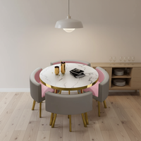 Ensemble de table à manger ronde moderne et luxueuse, durable, avec chaises en métal, plateau en MDF, meubles de restaurant d'extérieur pour 1 table et 4 chaises