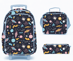 Sac à dos à roulettes mignon avec boîte à lunch et trousse à crayons pour enfant et adolescent garçon - 8-10 ans - Product Image 3