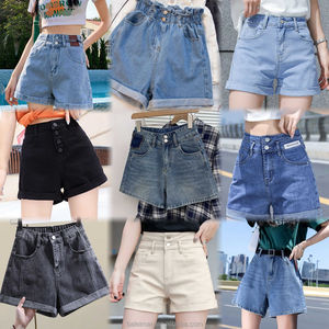 Vente <span class=keywords><strong>en</strong></span> gros usine : Jeans sexy taille haute pour femmes et shorts <span class=keywords><strong>en</strong></span> <span class=keywords><strong>jean</strong></span> décontractés taille mi-haute coupe droite pour l'été, technique délavée - Product Image 4