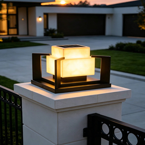 Outdoor luxury solar column <b>light</b> IP65 waterproof stainless steel square solar <b>light</b> E27 <b>LED</b> outdoor garden villa front wall col - Product Image 1