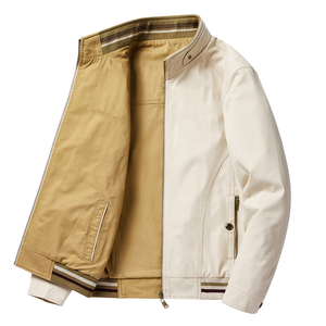 Custom Men's Zip-up Bomber Jacket 100% Cotton Crocheted Weaving Mandarin Collar Casual for Spring Work <b>Winter</b> Jacket - Product Image 5