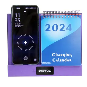 New high quality 2024 custom 365 day calendar multi-functional wireless charging desk calendar customize logo