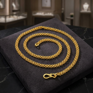 Wholesale 14K 18K 24K Micron Gold Plated Popcorn <b>Chain</b> Necklaces, Modern <b>Chain</b> Design, Popcorn Style <b>Chain</b>, Brass Fashion <b>Chains</b> - Product Image 2