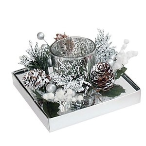 Candela in Vetro Color Argento per Decorazioni da Tavola e per Feste - Product Image 1