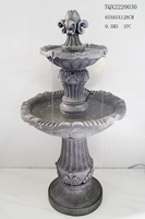 Fontaine sur piédestal moderne en fibre de verre à 2 niveaux, grande taille, pour jardin, décoration extérieure de la maison