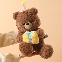 Peluche chiot d'anniversaire OEM/ODM - Couleurs et motifs personnalisables, chien en peluche personnalisé avec chapeau de fête et boîte cadeau pour offrir