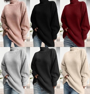 Prix de gros Pull décontracté à col roulé et manches longues de couleur unie pour femme Sehefashion Fashion - Product Image 5