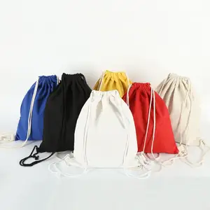 Colorful Canvas Drawstring Travel Bag Customized Logo Printing And Bag Size Drawstring Backpack