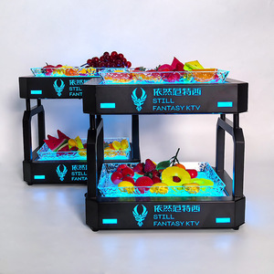 Bandeja de frutas iluminada de dos niveles, color azul hielo, de hierro forjado, para bares, KTV, con diseño de hielo. - Product Image 2