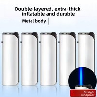 Briquet coupe-vent en métal, rechargeable, flamme bleue laser à jet direct, gravure et impression personnalisables haut de gamme