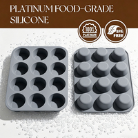 Moule à gâteau rond SILIKOLOVE Factory à 12 cavités, LFGB 100% silicone de qualité alimentaire, antiadhésif, sans BPA, pour mousse au chocolat