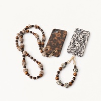 Cordon de téléphone vintage en perles acryliques et bois, chaîne de charme pour sac en peluche Maillard, pour remplacement de sac à bandoulière, artisanat DIY