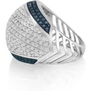 Natural White And Blue Diamond Dome Cocktail <b>Ring</b> Round Cut <b>Iced</b> Statement <b>Ring</b> For Women diamond engagement <b>ring</b> - Product Image 3