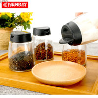 Bocaux à épices en verre de 100ml Double couvercles Assaisonnement Shakers Bouteilles Barbecue Spice Container Sel et Poivre Condiment Distributeur Pots