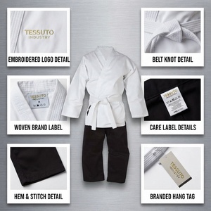 TESSUTO - Conjunto de Uniforme de Judo Personalizado 100% Algodón con Ribete Verde, Peso de Tela 240g, Traje de Entrenamiento de Artes Marciales Resistente para Dojos y Clubes - Product Image 4