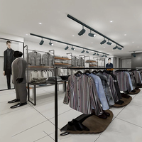 Étagère de présentation de vêtements pour hommes, sur mesure, autoportante, multi-niveaux, pour magasin de vêtements