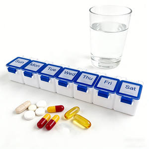 Organisateur de pilules hebdomadaire portable à 7 compartiments avec impression de logo personnalisé, boîte de rangement de médicaments pour les voyages, les vitamines et la maison - Product Image 1