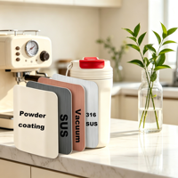 Tasses à café octogonales portables en acier inoxydable à double paroi isolées sous vide, anti-fuite, pour le bureau et l'extérieur